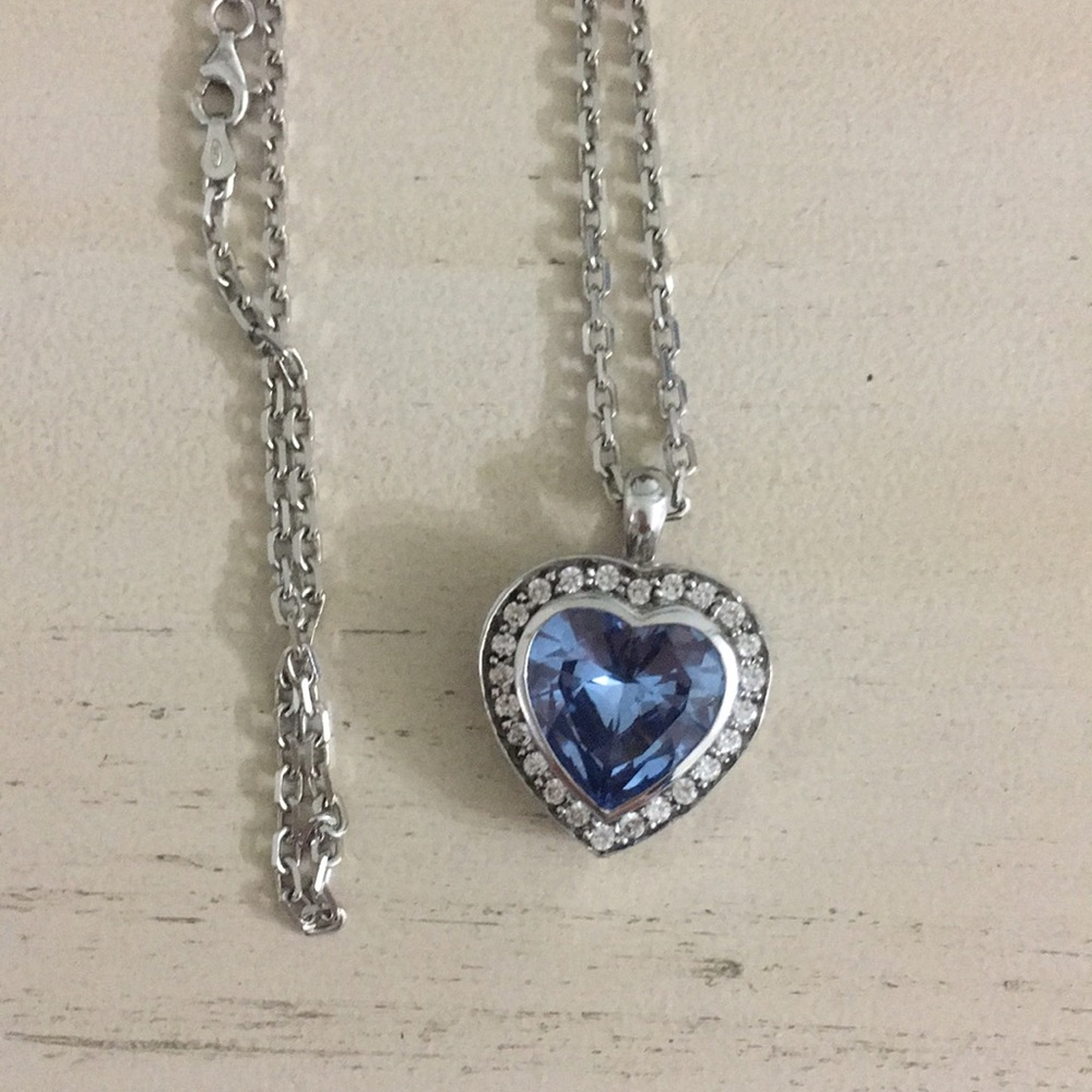 Long heart statement necklace.925 sterling silver
